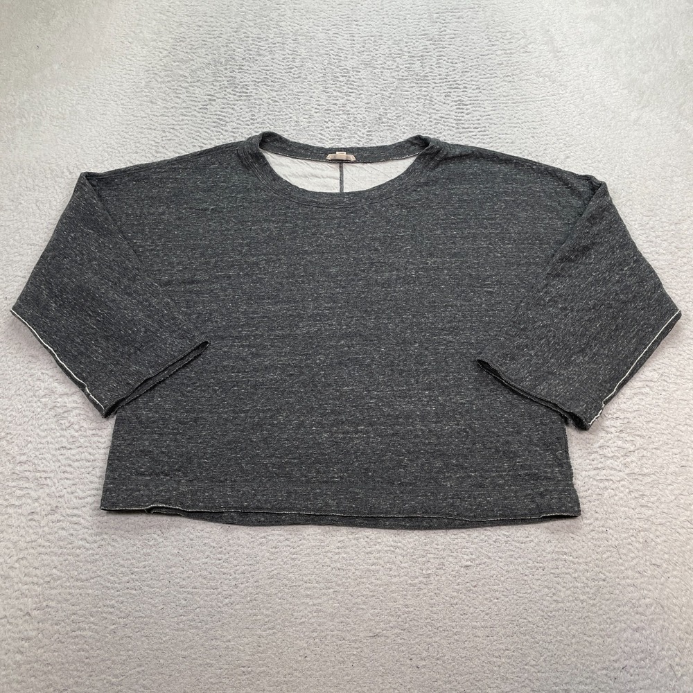 Eileen Fisher Size Small Top 100% Organic Cotton Tunic 3/4 Sleeve Gray